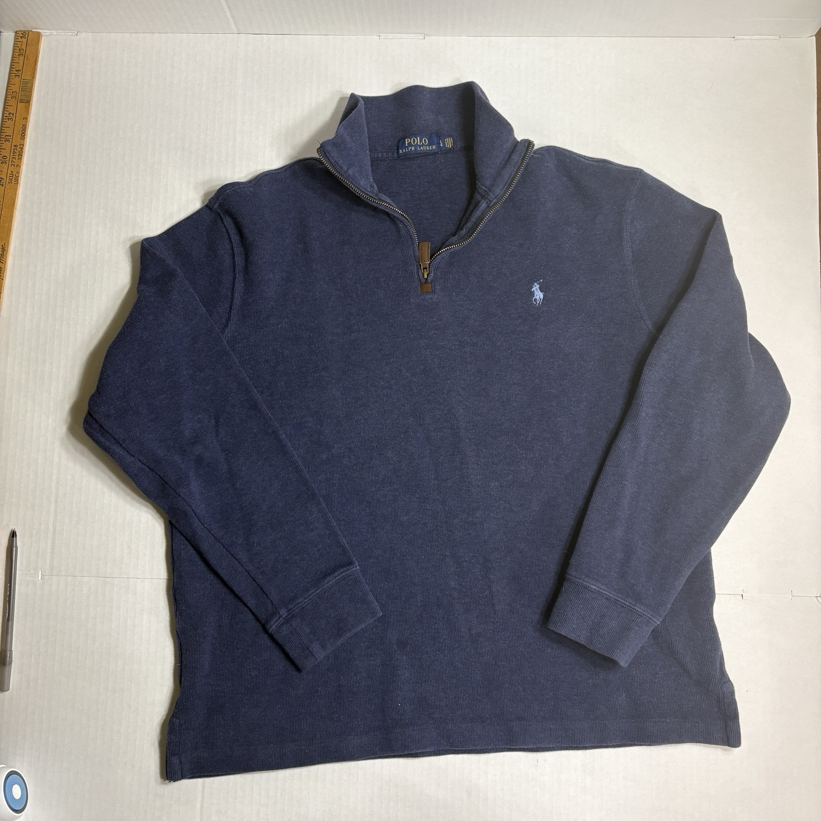 Polo Ralph Lauren Estate Rib Quarter-Zip Pullover Navy Blue Men's Large Bluepony